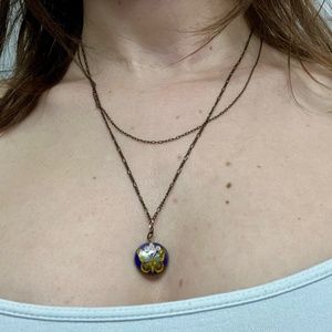 Butterfly Pendant Necklace Copper Chain Adjustable Size 8 inch to 9 inch Length